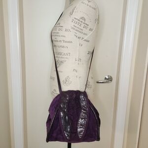 80s Croc Suede Leather Bucket Purse